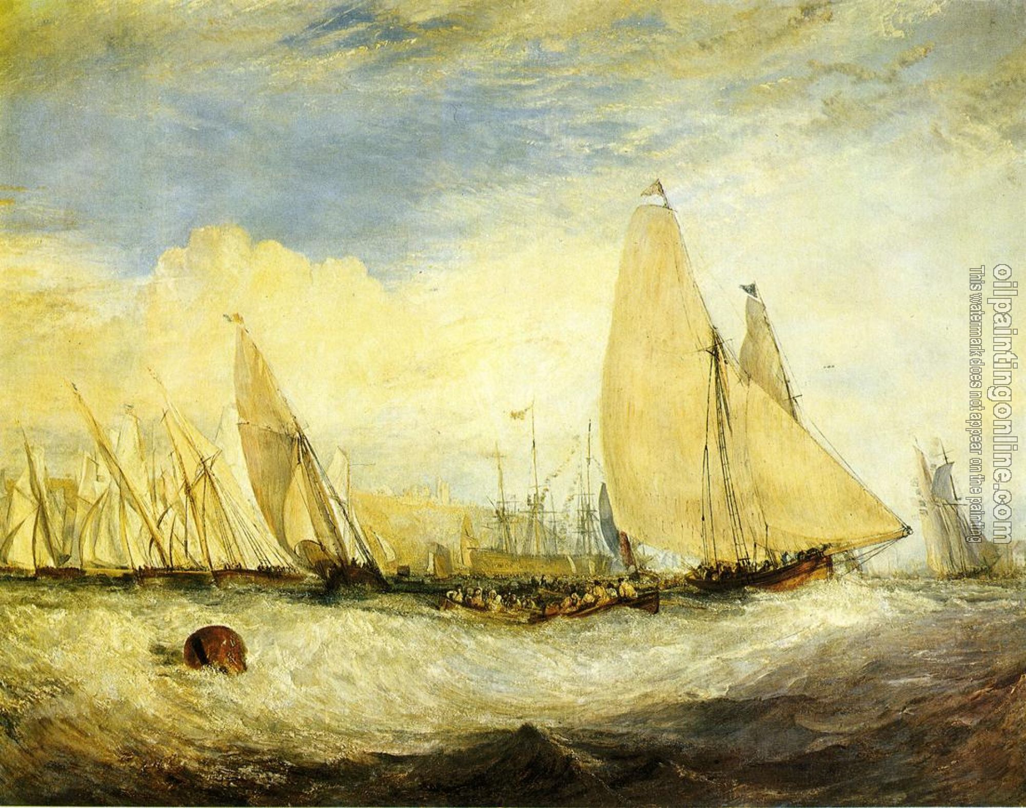 Turner, Joseph Mallord William - East Cowes Castle, the seat of J. Nash, Esq, the Regatta beating to windward